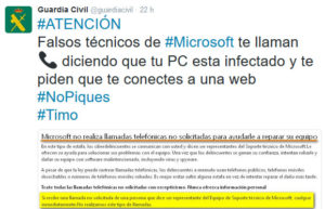 La Guardia Civil alerta del timo de los falsos técnicos de Microsoft