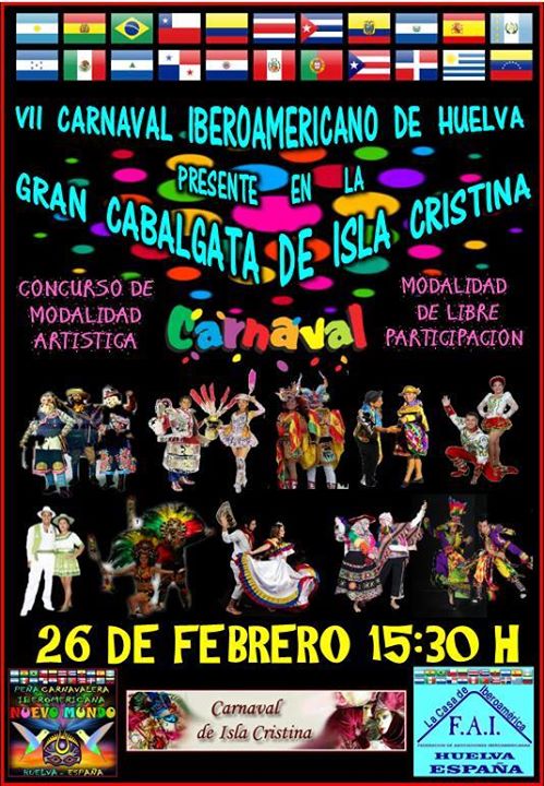 VII Carnaval Iberoamericano de Huelva presente en la cabalgata de Isla Cristina
