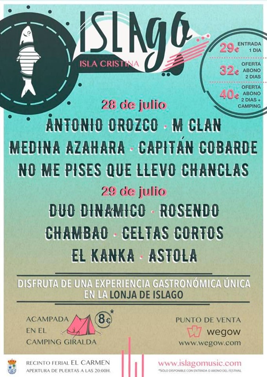Cartel definitivo del Festival IslaGo 2017 de Isla Cristina