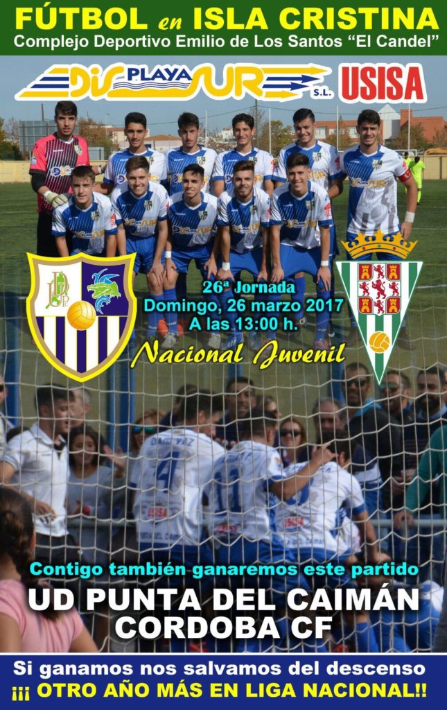 Los juveniles del Punta del Caimán reciben al Córdoba C.F. el domingo en el Emilio de los Santos
