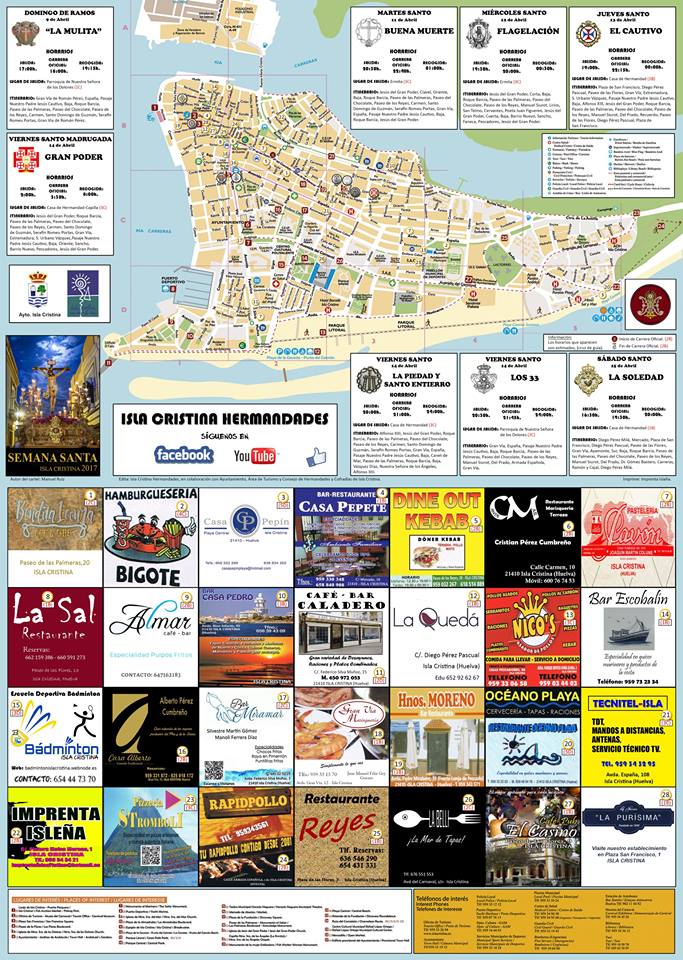 Mapa de la Semana Santa de Isla Cristina 2017-
