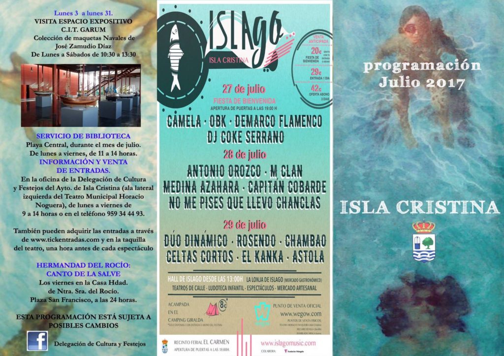 Programación julio 2017 Isla Cristina