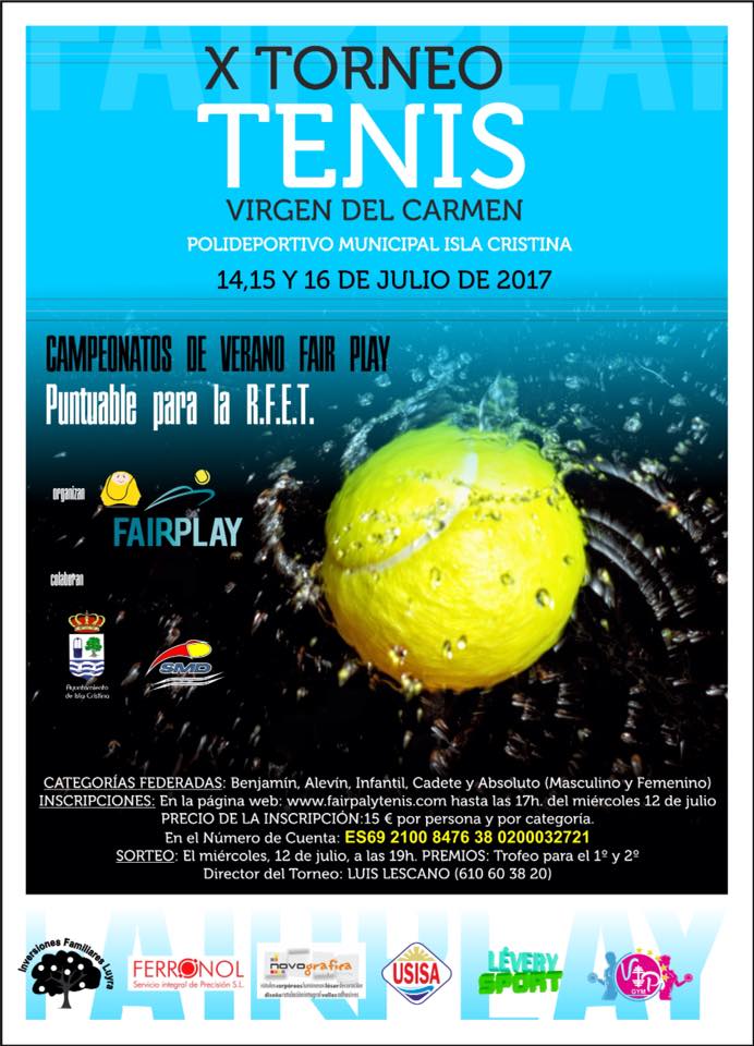 Abierta las inscripciones para el “X Torneo Tenis Virgen del Carmen” de Isla Cristina