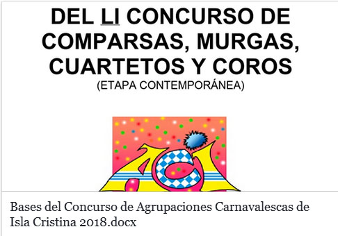 Bases del Concurso de agrupaciones carnavalescas de Isla Cristina 2018