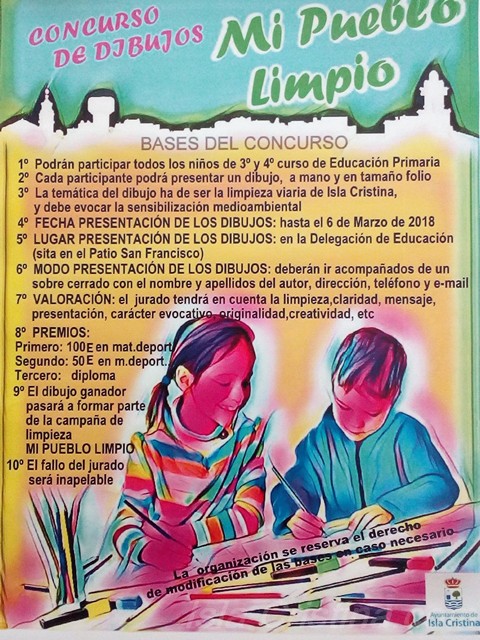 El Ayuntamiento de Isla Cristina pone en marcha el concurso de dibujos “Mi Pueblo Limpio”