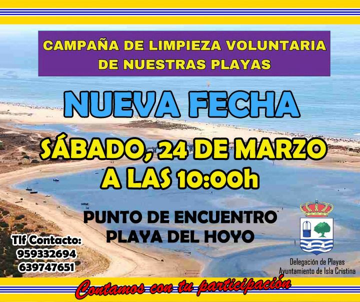 Este sábado nueva fecha para la limpieza de las Playas de Isla Cristina