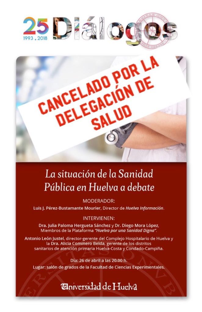Cancelado el debate sobre la Sanidad Pública en Huelva