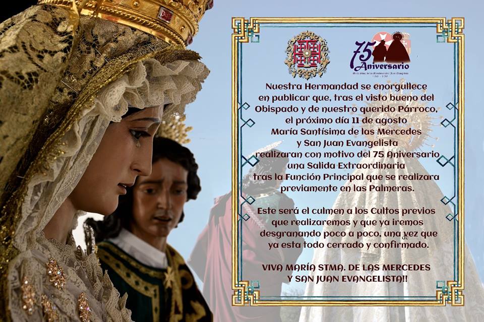 Actos 75 Aniversarios de la hechura de la Virgen y San Juan. Hermandad Gran Poder Isla Cristina