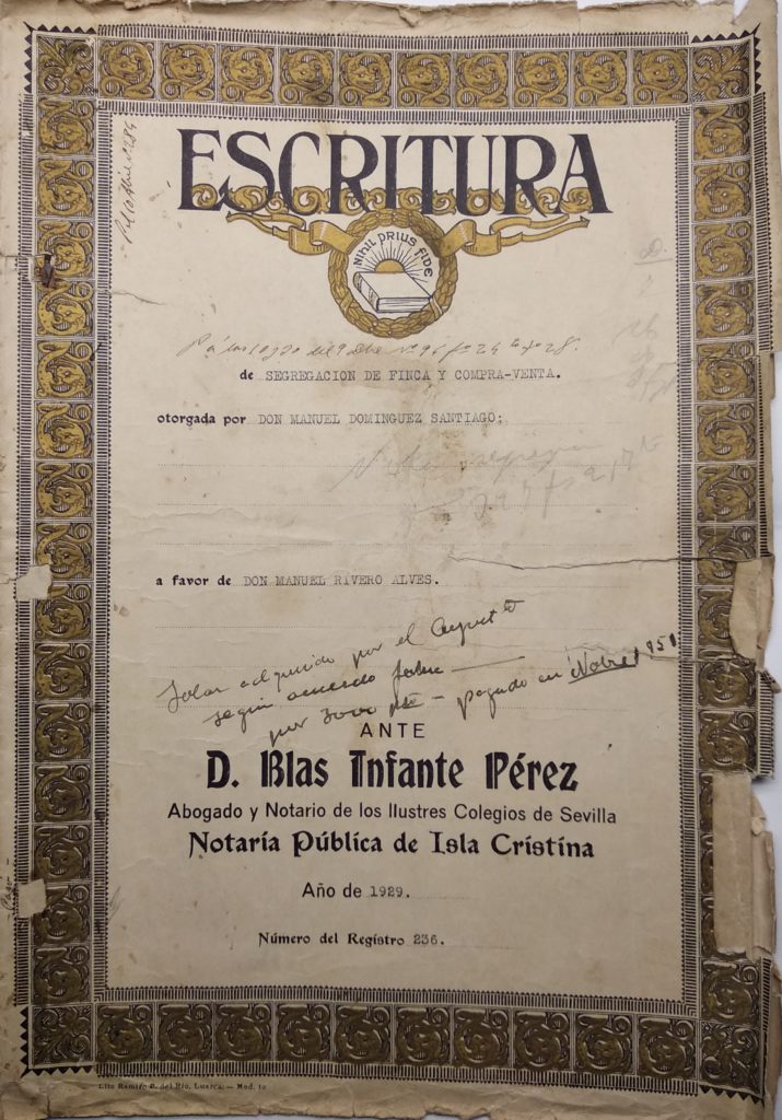 Documento del Mes de Junio 2018 en Isla Cristina “Blas Infante, Padre de la Patria Andaluza”