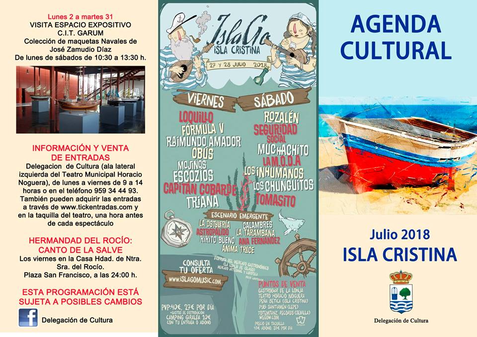 Programación Cultural para el mes de julio en Isla Cristina