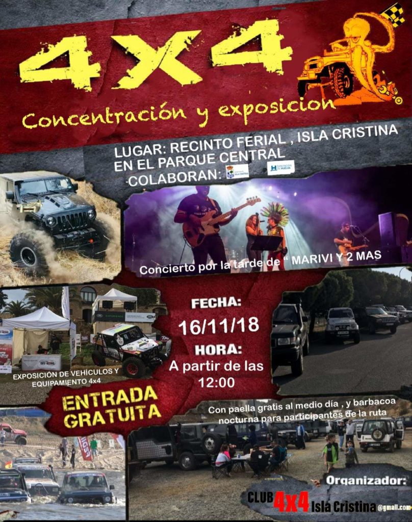 Concentración y Exposición de vehículos 4X4 en Isla Cristina